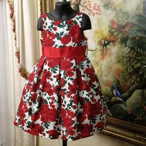 Janie and Jack Girls Red Floral Christmas Dress 5